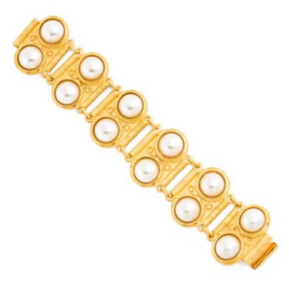 NWT 24K Gold Plated Pearl Link Bracelet